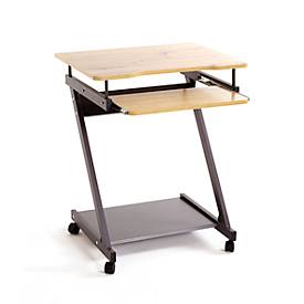 Computerwagen HAKU, 3 Ablageflächen, bis 15 kg, 4 Rollen, B 600 x T 490 x H 760 mm, Stahl/Holz, anthrazit/helles Eiche-Dekor