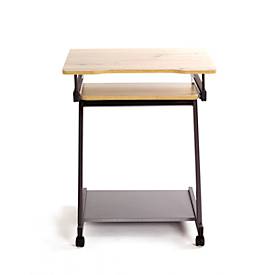 Computerwagen HAKU, 3 Ablageflächen, bis 15 kg, 4 Rollen, B 600 x T 490 x H 760 mm, Stahl/Holz, anthrazit/helles Eiche-Dekor