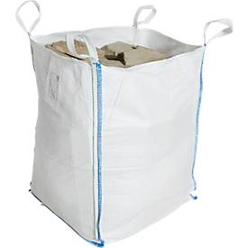 Containersack Schäfer Shop Genius Big Bag, mit Ein-/Auslauf, bis 1,25 t, 4 Hebeschlaufen, 5 Stück, B 900 x T 900 x H 1750 mm, weiß