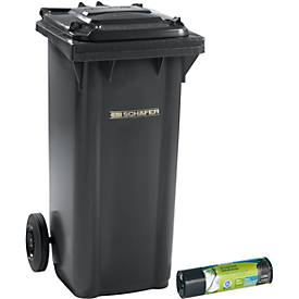 Conteneur GMT, 120 L, mobile, anthracite + sacs poubelle grande capacité gratuits
