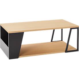 Couchtisch Albi, B 1000 x T 550 x H 360 mm, Metallgestell/Spannplatte mit Echtholzfurnier, Eiche hell/schwarz lackiert
