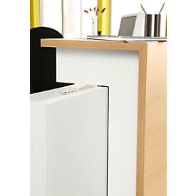 Counter-Element für Empfangstheke Basic C, verschiebbar, mit Ablagefach, B 670 x T 360 x H 620 mm, Gesamhhöhe auf Wange 1100 mm, Eiche hell