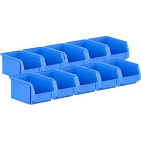 Cubetas con frente abierto SSI Schäfer serie PROFI LF221, apilables, 2,7 l, 10 piezas, con ranuras