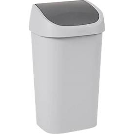 Curver Abfallbehälter Mistral, Swingdeckel, 100% Recycling-Kunststoff, B 400 x T 300 x H 690 mm, 50 Liter, grau/anthrazit