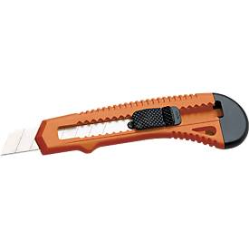 Cutter - grand modèle - 7 sections de lame de 18 mm - orange - 50 p. + 50 lames de rechange