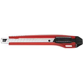 Cutter knives Premium, plastic, locking mechanism, with hanging loop & break-off device, 9 mm