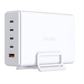 D-Link DCF-241 - Netzteil - GaN + AC-Netzteil - 240 Watt - 5 A - Power Delivery 3.1, QC 4.0 - 5 Ausgabeanschlussstellen (4 x USB-C, USB Typ A)