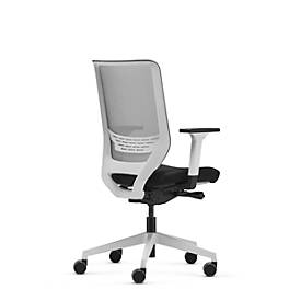 Dauphin Bürostuhl to-sync work mesh pro white, mit Armlehnen, Synchronmechanik, Flachsitz, Netzrücken, weiß/schwarz