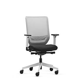 Dauphin Bürostuhl to-sync work mesh pro white, mit Armlehnen, Synchronmechanik, Flachsitz, Netzrücken, weiß/schwarz