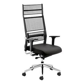 Dauphin Chefsessel Lordo, mit Armlehnen, Synchronmechanik, Flachsitz, Kopfstütze, schwarz transparent/schwarz