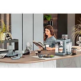 De'Longhi Kaffeevollautomat Rivelia EXAM 440.55.G, für Bohnen/Pulver, 1450 W, bis 1,4 l/250 g, 2 Bohnenbehälter, Milchaufschäumer, grau
