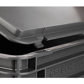 Deckel für Kasten im EURO-Maß, L 400 x B 600 mm, mit Haken, recycelter Kunststoff, eisengrau