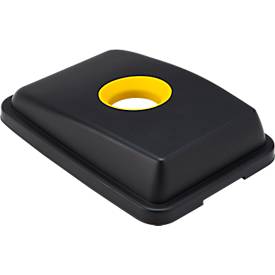 Deckel für Schäfer Shop Select Abfallbehälter mit Volumen 60 l, mit runder Öffnung, B 450 x T 335 x H 50-100 mm, Kunststoff, gelb