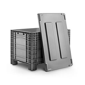 Deckel für Transport- und Stapelbehälter Noah mit Volumen 354 oder 535 l, B 1200 x T 800 x H 70 mm, grau