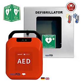 Defibrillator MedX5 HeartSave YA, automatische Schockabgabe, Sprachausgabe DE/EN, IP55, klimatisierter Wandkasten inkl. Alarm, ohne HLW-Feedback-Sensor