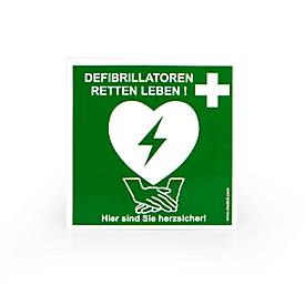 Image of Defibrillator Standortaufkleber, B 200 x T 200 mm, grün