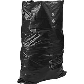 Deiss Abfallsäcke, 200 l, Stärke 45 μ, Recycling-LDPE, schwarz, 8 Stück