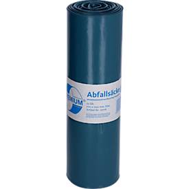 Deiss Abfallsäcke PREMIUM®, Volumen 120 l, reißfest, Stärke 80 µm, ohne Zugband, L 1100 x B 700 mm, Recycling-LDPE, blau, 250 Stück