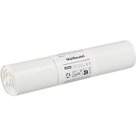 Deiss Müllbeutel, 20 l, Stärke 25 µ, Recycling-LDPE, weiß, 25 Stück