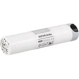 Deiss Müllbeutel, 35 l, mit Zugband, Stärke 28 µ, Recycling-LDPE, weiß, 20 Stück