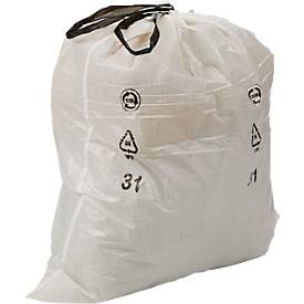 Deiss Müllbeutel, 35 l, mit Zugband, Stärke 28 µ, Recycling-LDPE, weiß, 20 Stück