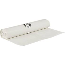Deiss Müllbeutel, 35 l, Stärke 25 µ, Recycling-LDPE, weiß, 20 Stück