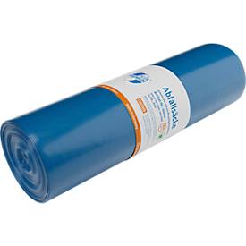 Deiss PREMIUM PLUS® Abfallsäcke, Recycling-LDPE, reißfest, B 700 x H 1100 mm, 120 liter, 55 µm, blau, 250 Stück
