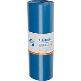 Deiss PREMIUM PLUS® Abfallsäcke, Recycling-LDPE, reißfest, B 700 x H 1100 mm, 120 liter, 55 µm, blau, 250 Stück