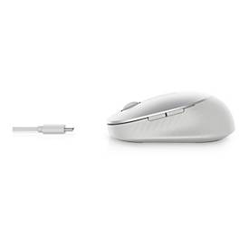 Dell Pro Premium kompakte Maus – MS7421W - Platinum Silver (silber) - Beidhändig - Optisch - RF Wireless + Bluetooth - 1600 DPI - Platin - Silber