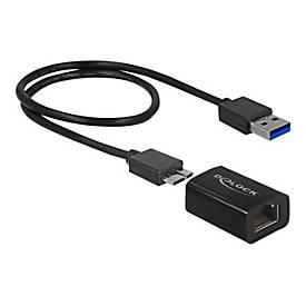 Image of Delock Adapter SuperSpeed USB (USB 3.1 Gen 1) with USB Type Micro-B female > Gigabit LAN 10/100/1000 Mbps compact - Netzwerkadapter - USB 3.1 Gen 1 - Gigabit Ethernet x 1