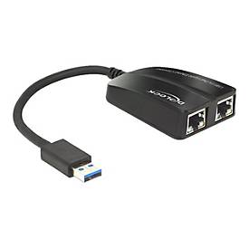 Image of Delock Adapter USB 3.0 > 2 x Gigabit LAN 10/100/1000 Mb/s - Netzwerkadapter - USB 3.0 - Gigabit Ethernet x 2