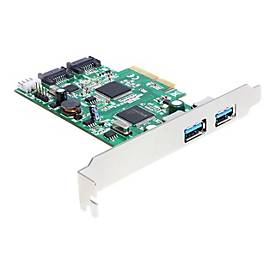 Image of Delock PCI Express Card > 2 x external USB 3.0, 2 x internal SATA 6 Gb/s - Speicher/USB3.0-Controller - USB 3.0 / SATA 6Gb/s - PCIe 2.0 x4