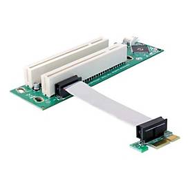 Image of Delock Riser card PCI Express x1 > 2x PCI 32Bit 5 V with flexible cable 9 cm left insertion - Riser Card