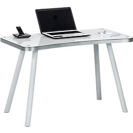 Design bureau, cockpit glasplaat, A-voet, B 1.202 x D 800 x H 730 mm, wit