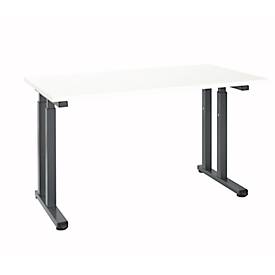 Desk Set Up, rectangulaire, pied en C, L 1300 x P 650 x H 685-820 mm, blanc/gris graphite 