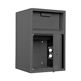 Desposittresor Format Dinero 1, 14,6 l, Türanschlag rechts, Doppelbartschloss, Einwurfklappe, B 290 x T 290 x H 450 mm, graphitgrau