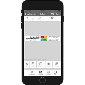 Digitaler Stempel COLOP e-mark®, 600 dpi, Micro-USB/WLAN, mit CMY Tintenpatrone, Druckkopf & Akku, schwarz