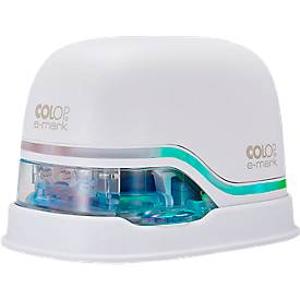 Digitaler Stempel COLOP e-mark®, 600 dpi, Micro-USB/WLAN, mit CMY Tintenpatrone, Druckkopf & Akku, weiß