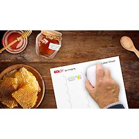 Digitaler Stempel COLOP e-mark®, 600 dpi, Micro-USB/WLAN, mit CMY Tintenpatrone, Druckkopf & Akku, weiß