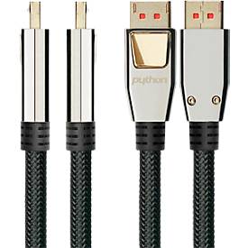 DisplayPort 1.4 Kabel Good Connections Python® Serie, bis 4K, Vollmetallstecker & Nylongeflecht, Länge 1 m, schwarz