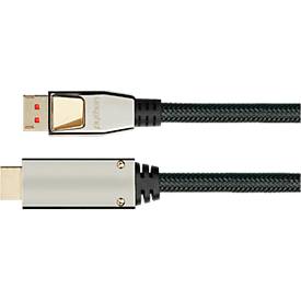 DisplayPort 1.4 Kabel Good Connections Python® Serie, bis 4K, Vollmetallstecker & Nylongeflecht, Länge 1 m, schwarz