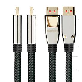 DisplayPort 1.4 Kabel Good Connections Python® Serie, bis 4K, Vollmetallstecker & Nylongeflecht, Länge 3 m, schwarz