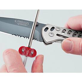 DMT Diamantschärfer DiaFold, für Wellenschliff-Messer, konisch, fein 25 µ, Sägezahnung, trocken & mit Wasser verwendbar, Klappgriffe, L 112,5 mm, rot