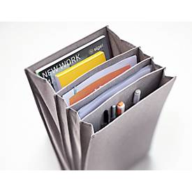 Dokumentenfächer für Office Rucksack/Office Boxen Serie Sigel Move It, 4-Fächer-Gliederung, L 245 x B 340 mm, Polyester, grau