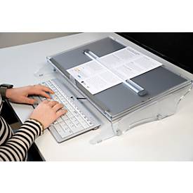 Dokumentenhalter BakkerElkhuizen FlexDesk 640CR, ergonomisch, höhenverstellbar, inkl. ComfortRead, Acryl, transparent-hellgrau