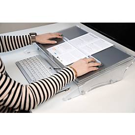 Dokumentenhalter BakkerElkhuizen FlexDesk 640CR, ergonomisch, höhenverstellbar, inkl. ComfortRead, Acryl, transparent-hellgrau