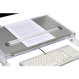 Dokumentenhalter BakkerElkhuizen FlexDesk 640CR, ergonomisch, höhenverstellbar, inkl. ComfortRead, Acryl, transparent-hellgrau