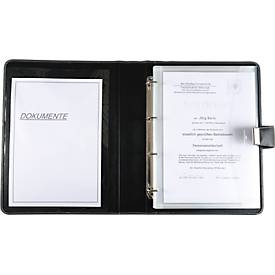 Dokumentenmappe, DIN A4 Format, mit Schloss, aus Kunststoff, mit 4-Ringmechanik