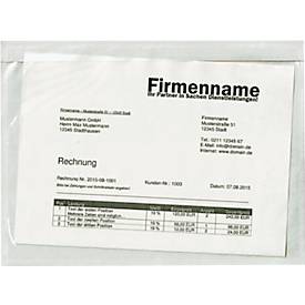 Dokumententasche, C5, Polypropylen-Folie, ohne Aufdruck, selbstklebend, transparent, 250 Stk