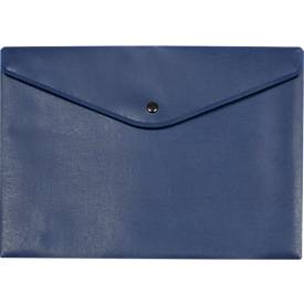 Dokumententasche FolderSys, schwarzer Druckknopfverschluss, Polypropylen, Format A4, blau, 10 Stück